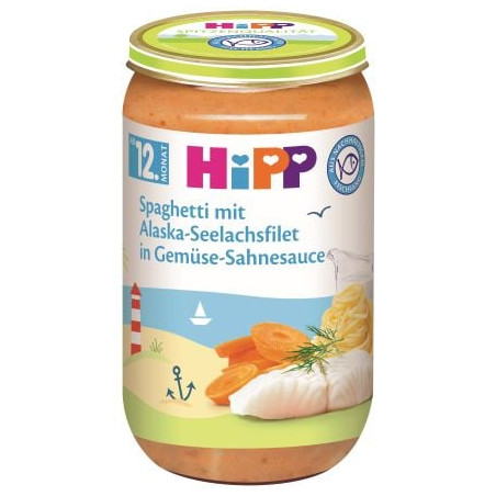 HIPP Спагети, морска треска, зеленчуци 6825, пюре, 250 гр