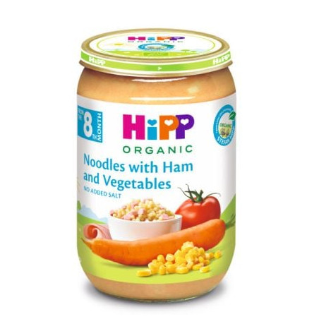 HIPP Шунка, зеленчуци, макарони 6540, пюре, 220 гр