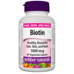 Biotin / Биотин, 5000 mcg, 60 капсули Webber Naturals