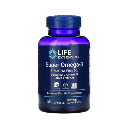 Super Omega-3 / Омега-3 от риба с добавени Лигнан от сусам и Маслина х 60 стомашно-устойчиви софтгел капсули