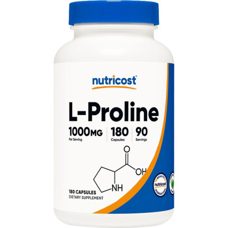 Кости и стави - Л-Пролин (L-Proline), 500 mg/180 капсули, 90 дози Nutricost