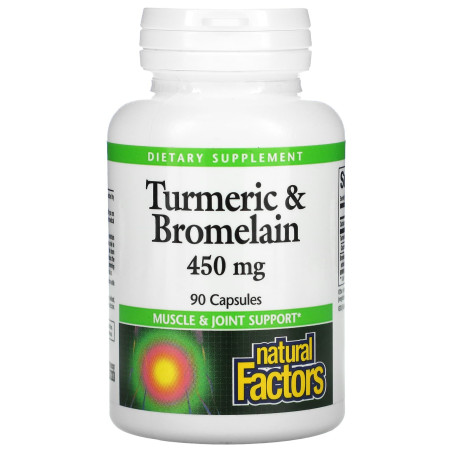 Turmeric & Bromelain - Куркума и Бромелаин, 90 капсули Natural Factors