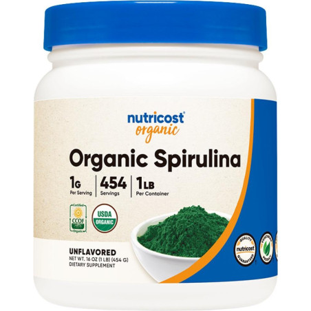 Детоксикация и имунитет - Спирулина Organic, 454 g прах Nutricost