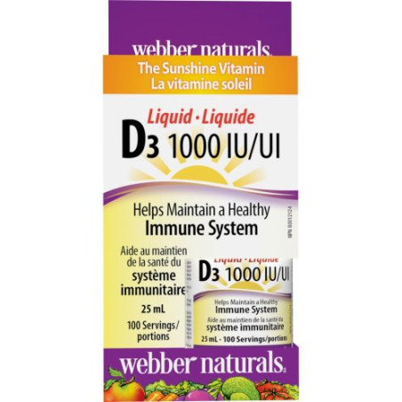 Витамин D3 /течен/ 1000 IU x 25 ml, 100 дози Webber Naturals