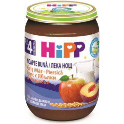 HIPP Млечна "Лека нощ" грис, ябълки, праскови 5509, каша, 190 гр