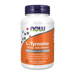 NOW L-Tyrosine Extra Strength 750 mg / 90 Vcaps