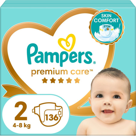 PAMPERS 9% ДДС Premium Care Размер 2, пелени, MB, 136 бр.