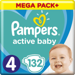 PAMPERS 9% ДДС Active Baby Размер 4, пелени, MB Макси, 132 бр.