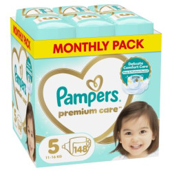 PAMPERS 9% ДДС Premium Care Размер 5, пелени, MSB, 148бр.