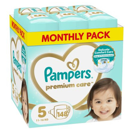 PAMPERS 9% ДДС Premium Care Размер 5, пелени, MSB, 148бр.