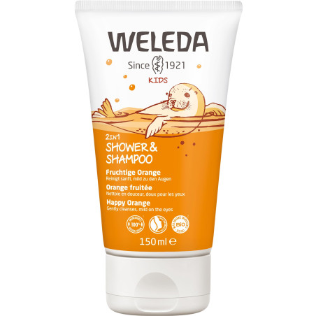 Weleda душ гел & шампоан за деца 150мл /портокал/