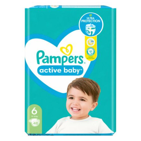 Pampers active baby пелени mp+ размер 6 /13-18кг./х48