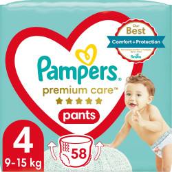PAMPERS 9% ДДС Premium Care Размер 4, гащички, JPP, 58 бр.