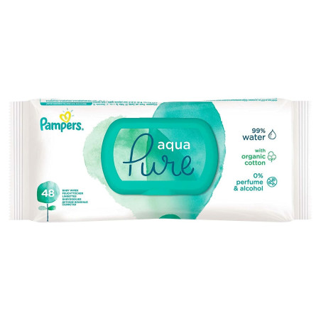 Pampers pure aqua бебешки мокри кърпички х48