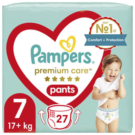 PAMPERS 9% ДДС Premium Care Размер 7, гащички, VP, 27 бр.