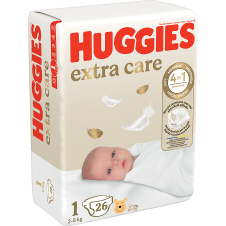 Бебешки пелени HUGGIES Extra Care 1 2-5 кг 26 бр.