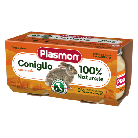 Бебешко пюре Plasmon заешко месо 4м 2х80гр.