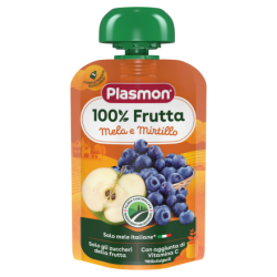 Плодова закуска Plasmon ябълки и боровинки 6+м 100гр.