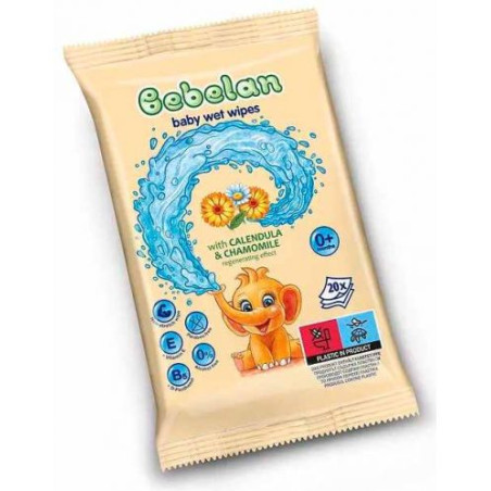 Бебешки мокри кърпи Bebelan с Невен и Лайка 20 бр.