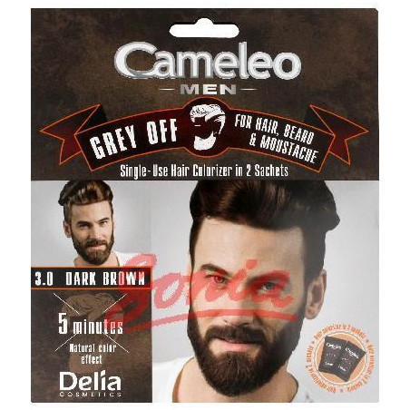 D CAMELEO MEN Grey Off Боя за коса, брада и мустаци 2x15ml 3.0 Dark Brown