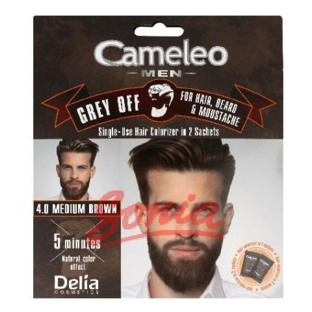 D CAMELEO MEN Grey Off Боя за коса, брада и мустаци 2x15ml 4.0 Medium Brown