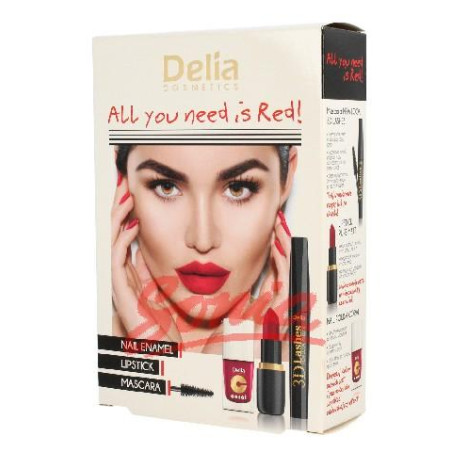 D Mascara Set All you nedd is Red - 3D, Lip Stick,Nail enamel