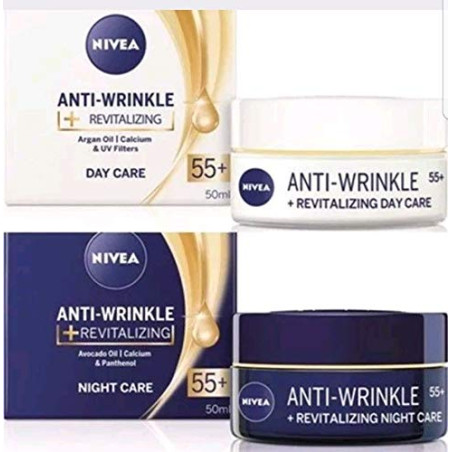 NIVEA AntiWrinkle+ Възстановяващ дневен + нощен крем против бръчки 55+ (на специална цена)