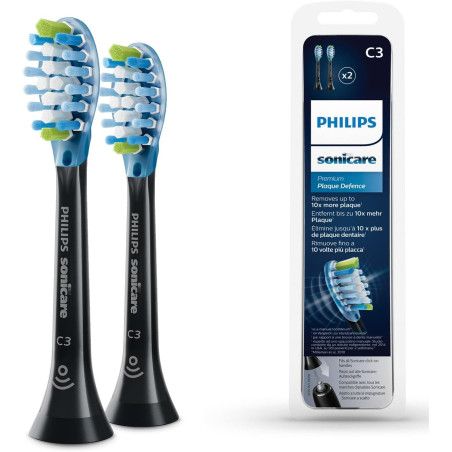 2 броя резервна глава C3 Premium Plaque Defence Philips Sonicare HX9042/33, черна