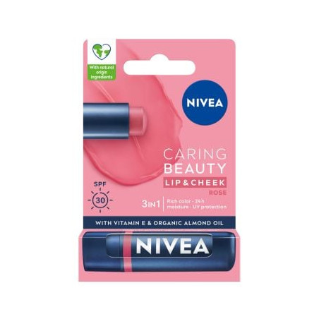 NIVEA Балсам за устни Caring Beauty Rose SPF 30