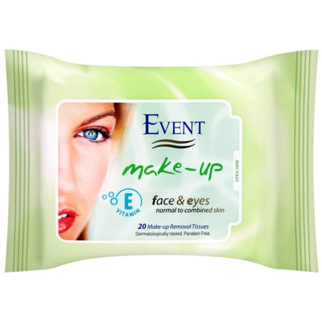 Event Make-up вл.кърпи с Вит.Е (нормална  кожа), 20 бр.