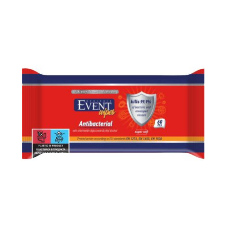 Event антибактериални кърпи с 20% алкохол х 60 бр.