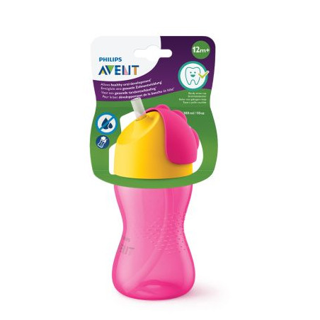 Philips AVENT Чаша със сламка 300 мл, 12м+, РОЗОВА SCF798/02