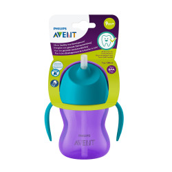 Philips AVENT Чаша със сламка 200 мл, с дръжки, 9м+, ЛИЛАВА SCF796/02