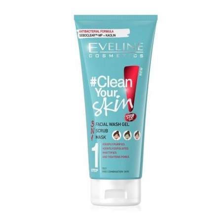EV1 CLEAN YOUR SKIN 3in1 ГЕЛ + ПИЛИНГ + МАСКА, 200 МЛ