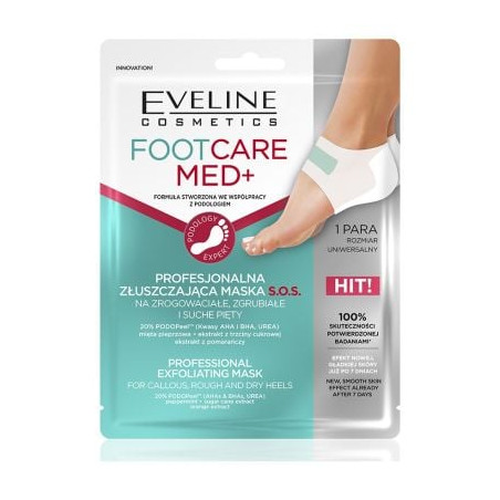 EV1 FOOT CARE MED+ PROFESSIONAL Ексфолираща SOS текстилна маска за пети,1 чифт