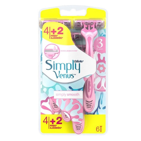 GILLETTE VENUS Simply 3, самобръсначка, за еднократна употреба 4 + 2бр., 6 бр.