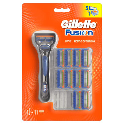 GILLETTE Fusion Опаковка 11 ножчета + Handle Samurai, ножчета за самобръсначка