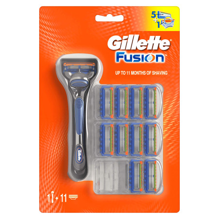 GILLETTE Fusion Опаковка 11 ножчета + Handle Samurai, ножчета за самобръсначка