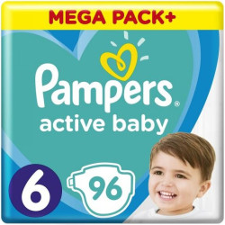 PAMPERS 9% ДДС Active Baby Размер 6, пелени, XL MB, 96 бр.