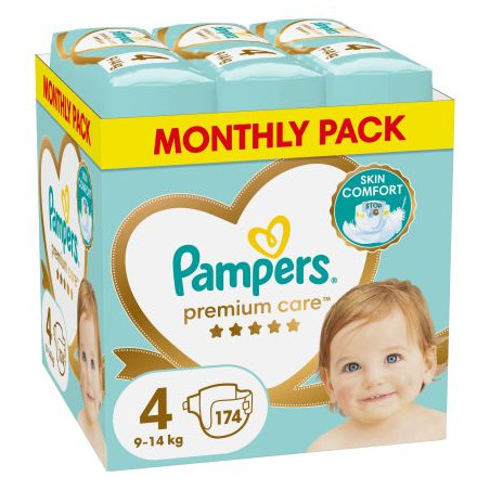 PAMPERS 9% ДДС Premium Care Размер 4, пелени, MSB, 174бр.