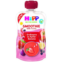 HIPP 84000 HiPPiS БИО Ябълка, Банан, Червени плодове, смути, пауч, 120 гр