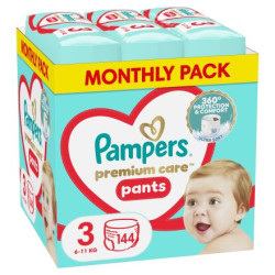 PAMPERS 9% ДДС Premium Care Размер 3, гащички, MSB, 144бр.