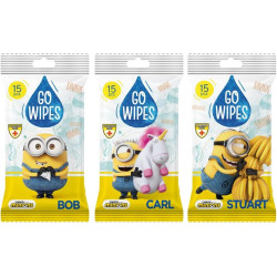 GO WIPES Миньоните, мокри кърпички, 15 бр.