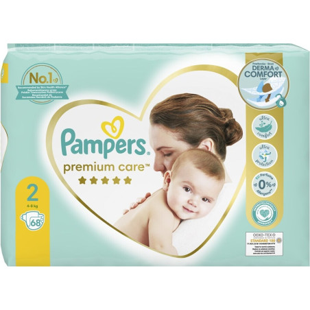 PAMPERS 9% ДДС Premium Care Размер 2, пелени, VP, 68 бр.