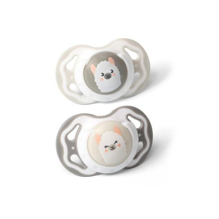 Силиконова залъгалка Babyono симетрична, бежова/сива алпака, 6-18м.