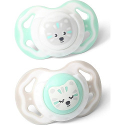Силиконова залъгалка Babyono симетрична, зелена/сива, 3-6м.