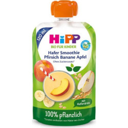 HIPP 84007 HiPPiS БИО Праскова, Ябълка, Банан и Овес, смути, пауч, 120 мл