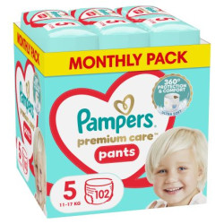PAMPERS 9% ДДС Premium Care Размер 5, гащички, MSB, 102 бр.