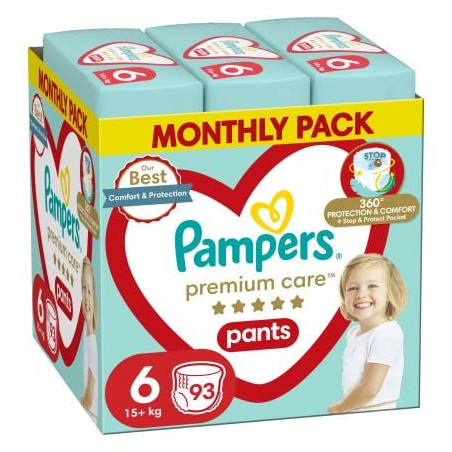 PAMPERS 9% ДДС Premium Care Размер 6, гащички, MSB, 93 бр.