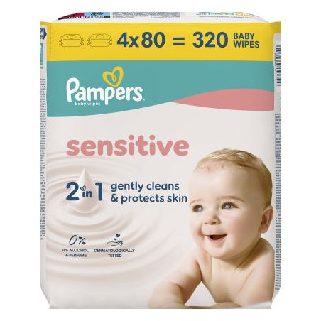 PAMPERS Sensitive 4x80, мокри кърпички